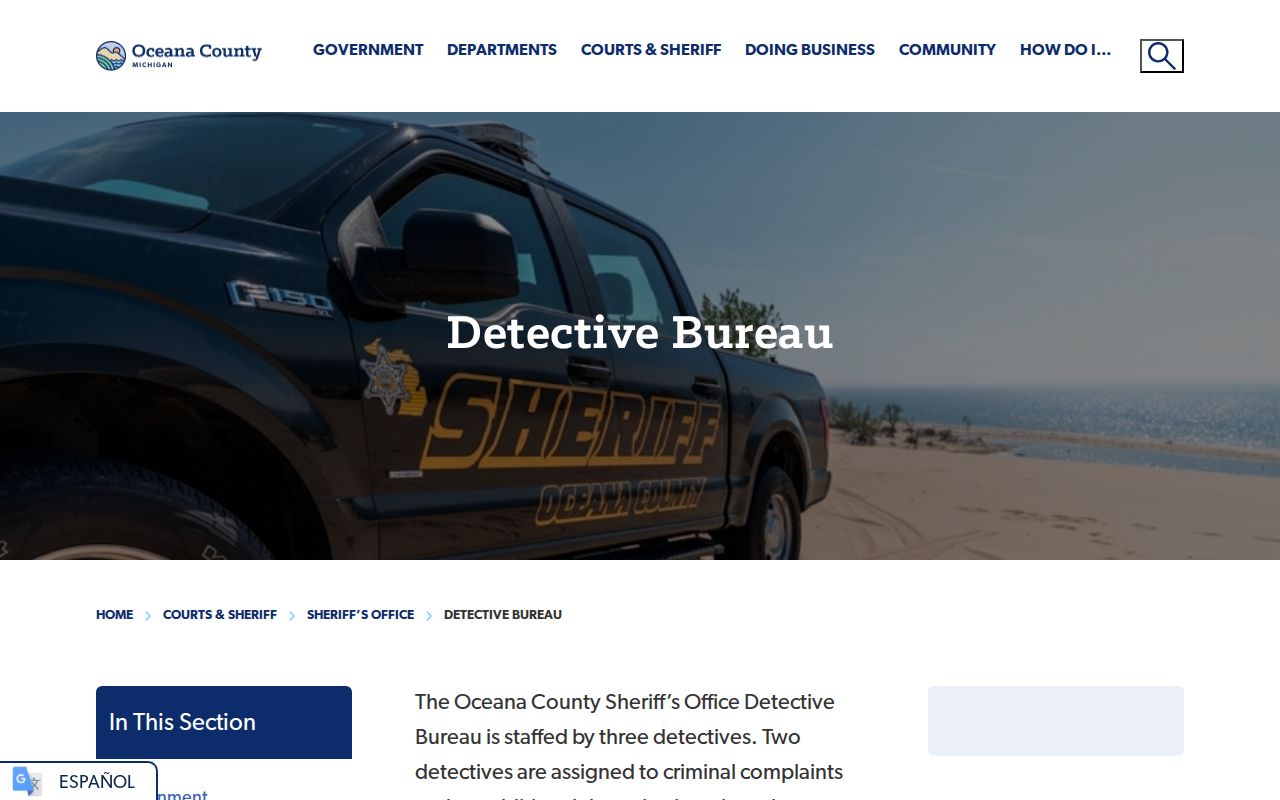 Oceana County Sheriff Detective Bureau tip and contact page